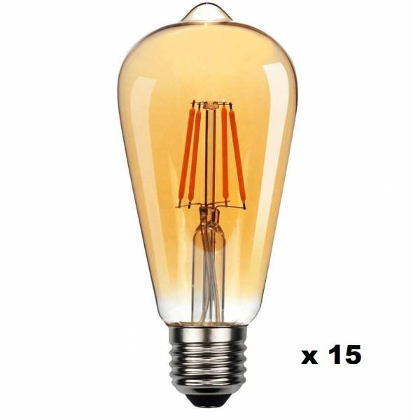 Guirlande guinguette vintage 15M 15 lampes LED ambré extensible