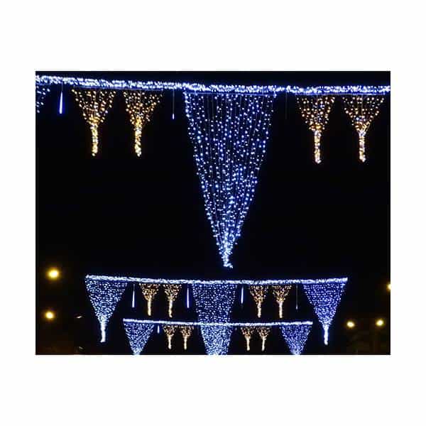 Rideau lumineux IP67 Optima H1,5m x 2m 360 led bleu scintillant 230V câble blanc