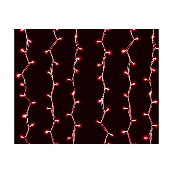 Rideau lumineux scintillant IP67 Optima 360 led rouge et blanc froid h150cm x 2M 360 led 230V câble blanc