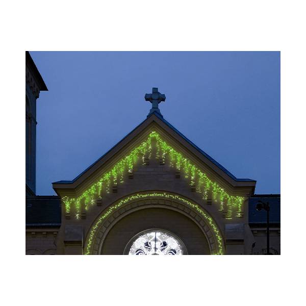 Frise lumineuse noël H80cm x 4M 200 led verte et blanche scintillante 230V professionnelle Leblanc