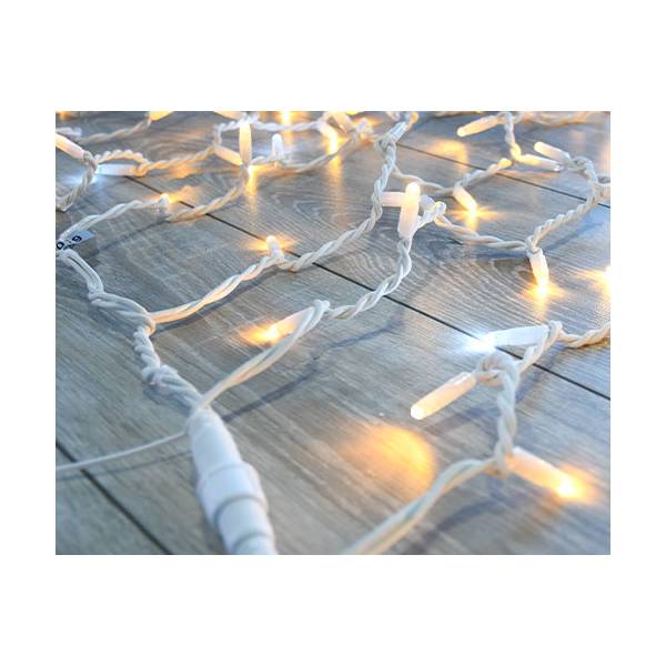 Rideau lumineux IP67 Optima H1,5m x 2m 360 led blanc chaud scintillant 230V câble blanc