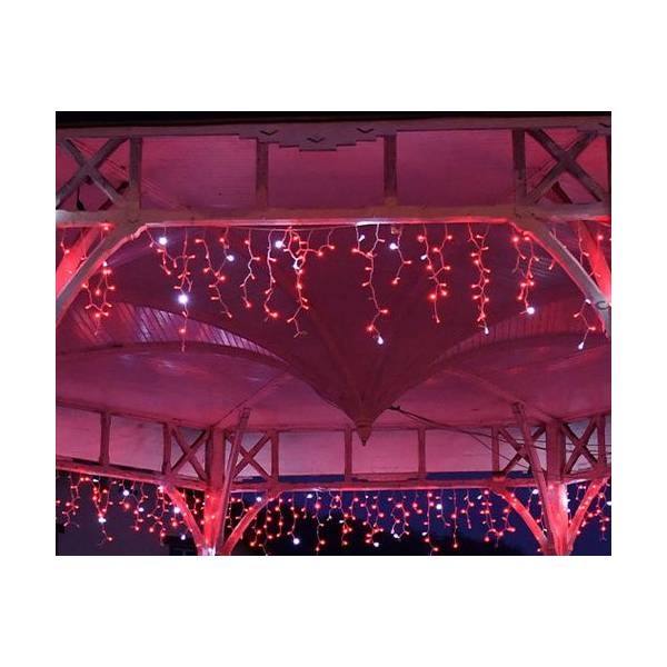 Frise lumineuse IP67 Optima 200 LED rouge et blanc froid scintillant h80cm x 4M 230V prolongeable câble blanc professionnel