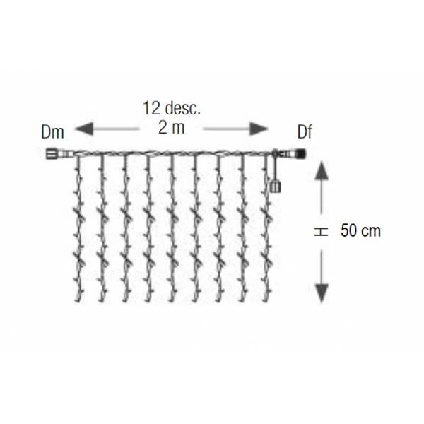 Rideau lumineux scintillant H50cm x 2M 60 led blanc froid 24V PRO Leblanc