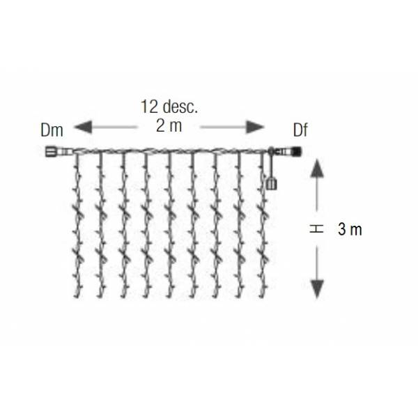 Rideau lumineux scintillant 3X2M 360 led blanc chaud et froid 24V Leblanc 