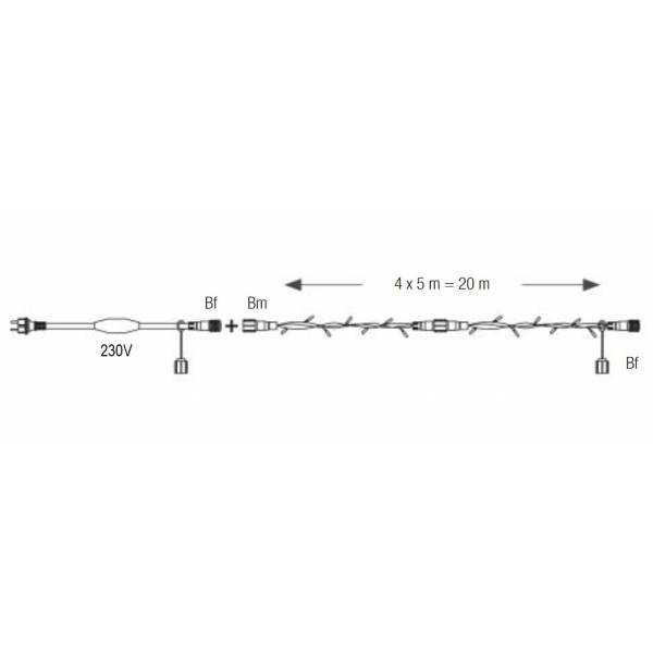 Guirlande lumineuse 20M classic'line 200 LED blanc froid scintillante 230V Leblanc 