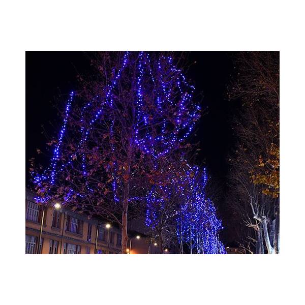 Guirlande lumineuse scintillante bleu 20M classic'line Leblanc Chromex 200 LED 230V câble blanc