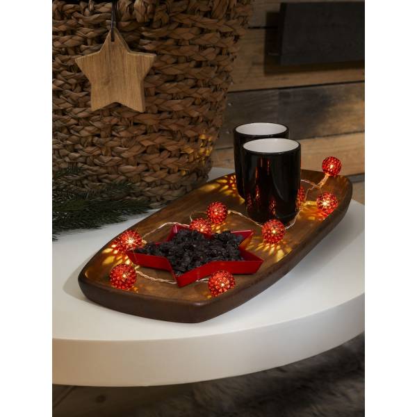 Guirlande boules lumineuse rouge métal à piles 120CM 10 LED câble transparent KONSTSMIDE