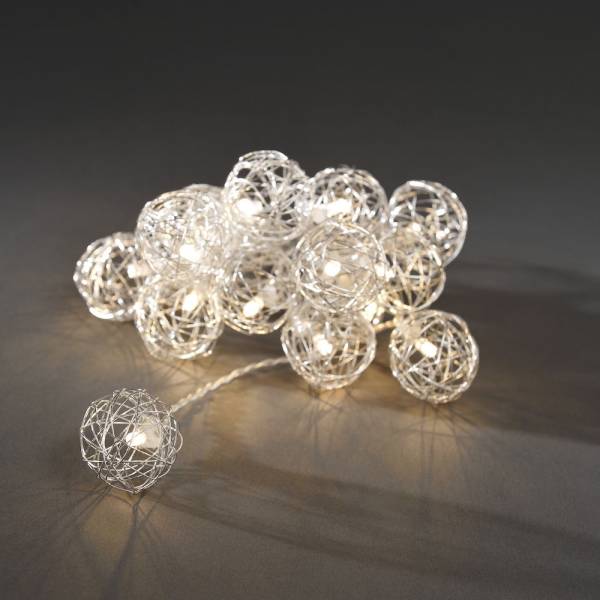 Guirlande boules d'alun lumineuse argent à piles 2.25M 16 LED câble transparent