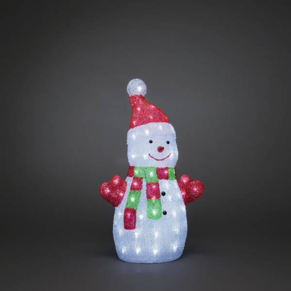 Bonhomme de neige lumineux en acrylique clair 50cm 88 LED Konstsmide