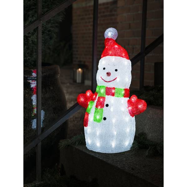 Bonhomme de neige lumineux en acrylique clair 50cm 88 LED Konstsmide