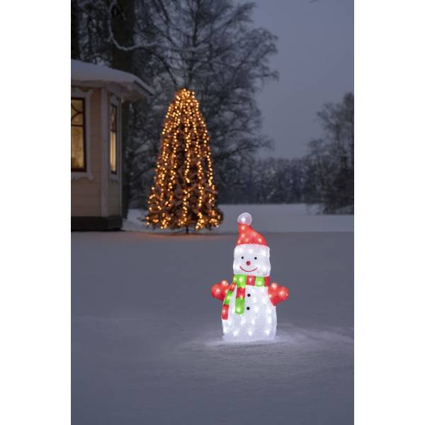 Bonhomme de neige lumineux en acrylique clair 50cm 88 LED Konstsmide