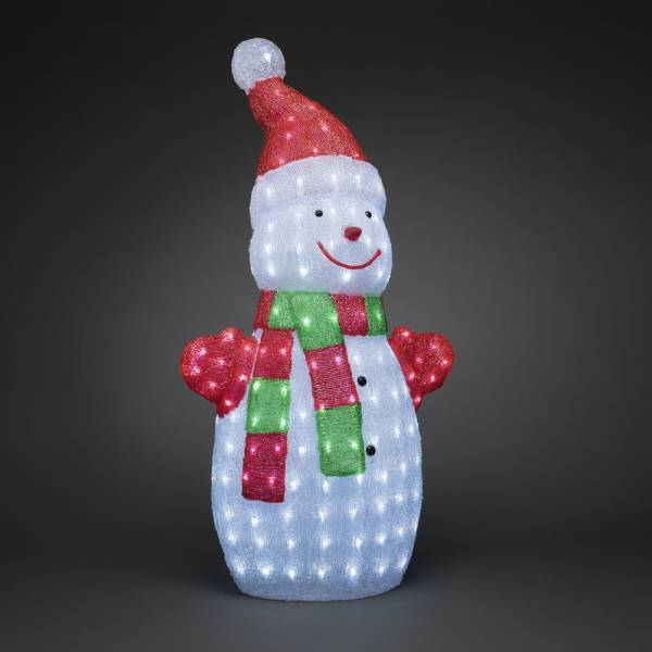 Bonhomme de neige lumineux en acrylique 90cm 200 LED câble blanc