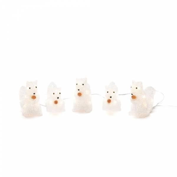 Lot de 5 écureuils lumineux acrylique 40 LED blanc chaud IP44 câble blanc 24V Konstsmide