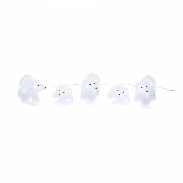 Lot de 5 petits ours polaires lumineux acrylique 40 LED blanc froid IP44 câble blanc Konstsmide