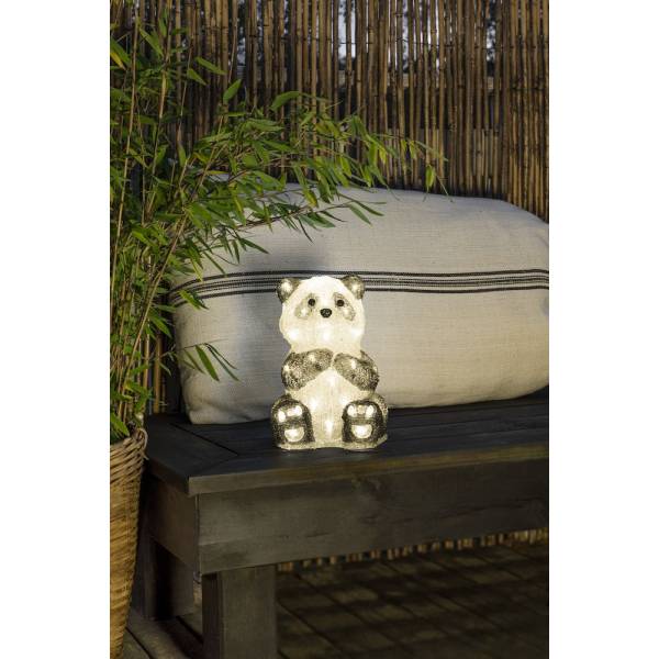 Panda lumineux acrylique 27cm 40 LED blanc chaud IP44 intérieur / extérieur 24V Konstsmide