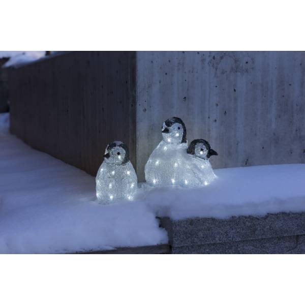 Famille de pingouins lumineux noir et blanc acrylique 0.5M 48 LED Konstsmide