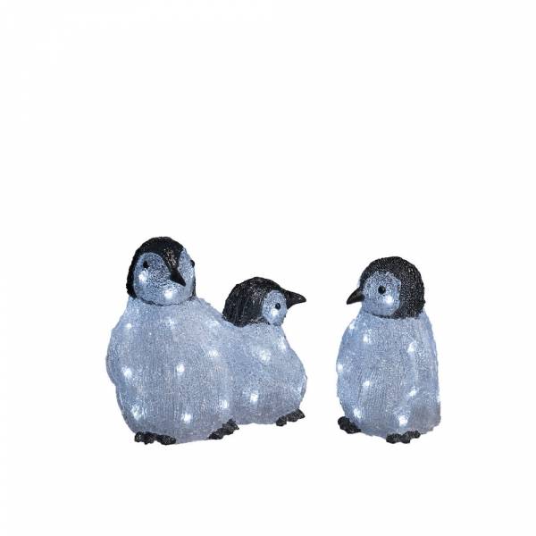 Famille de pingouins lumineux noir et blanc acrylique 0.5M 48 LED Konstsmide