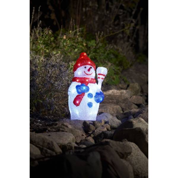 Petit bonhomme de neige lumineux multicolore acrylique 38cm 48 LED blanc froid IP44 24V Konstsmide