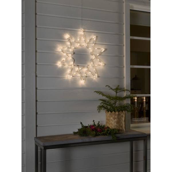 Étoile lumineuse 2D 10 branches 58cm 60 LED blanc chaud acrylique 24V