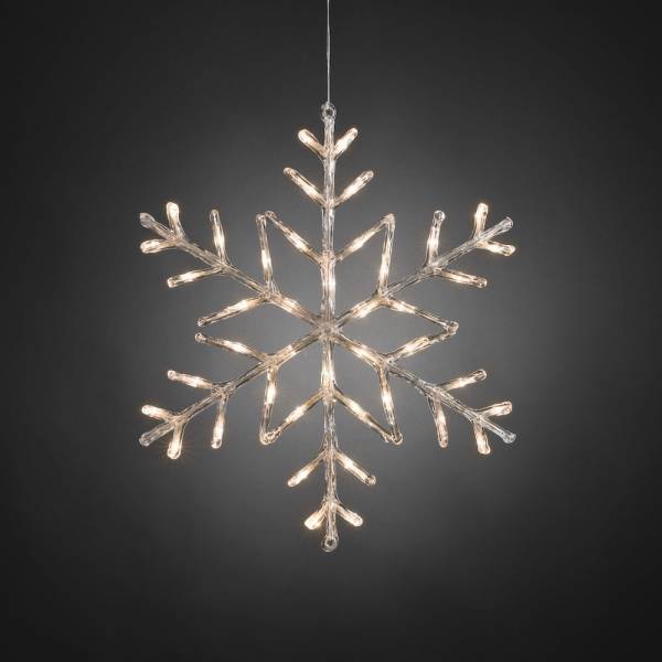 Flocon de neige lumineux à piles 60cm 42 LED blanc chaud fixe acrylique IP44