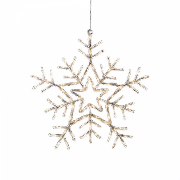 Flocon de neige lumineux acrylique 8 modes 58cm 90 LED blanc chaud IP44 câble transparent Konstsmide