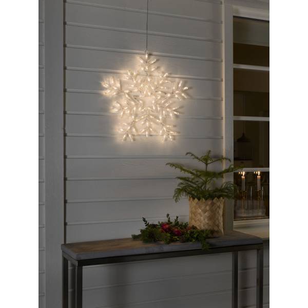 Flocon de neige lumineux acrylique 8 modes 58cm 90 LED blanc chaud IP44 câble transparent Konstsmide