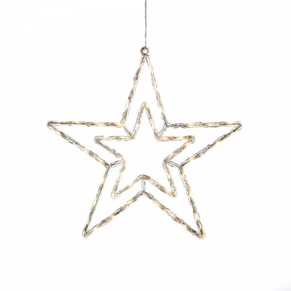 Étoile de noël lumineuse double acrylique 58cm 48 LED blanc chaud 24V