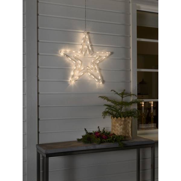 Étoile de noël lumineuse double acrylique 58cm 48 LED blanc chaud 24V