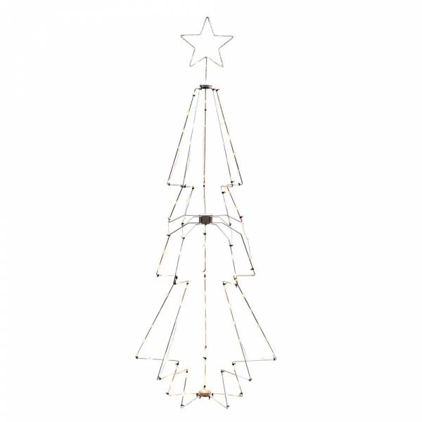 Sapin de noël 3D lumineux blanc métallique 210cm 145 LED ambre câble argent Konstsmide