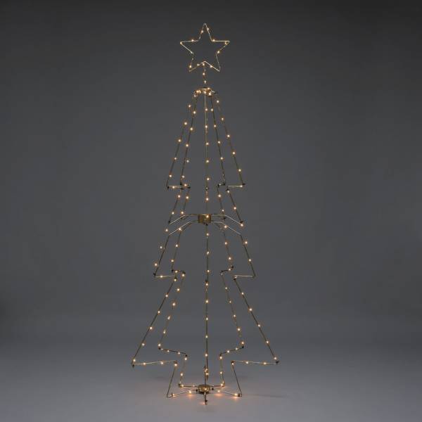 Sapin de noël lumineux 3D métal 210cm 145 LED ambre câble laiton Konstsmide