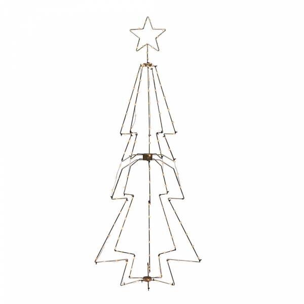 Sapin de noël lumineux 3D métal 210cm 145 LED ambre câble laiton Konstsmide