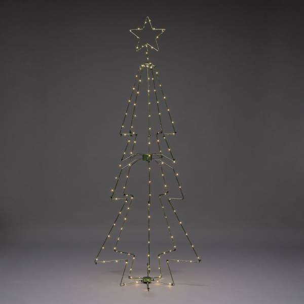 Sapin de noël 3D lumineux vert acier 210cm 145 LED ambre câble noir Konstsmide