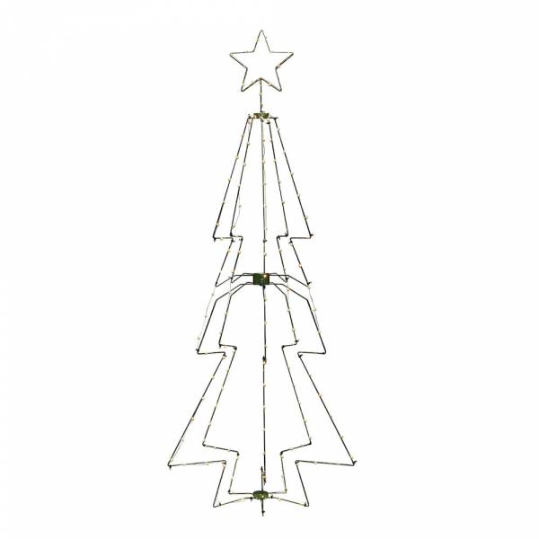 Sapin de noël 3D lumineux vert acier 210cm 145 LED ambre câble noir Konstsmide