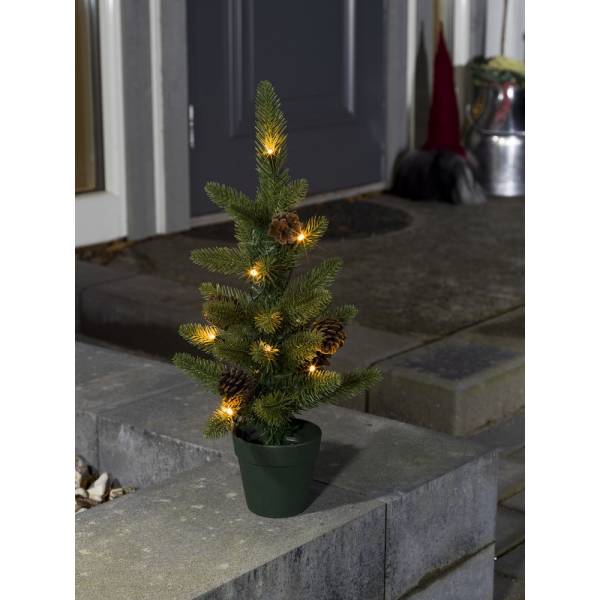 Petit sapin de noël lumineux blanc chaud vert piles 45 cm 10 LED Konstsmide