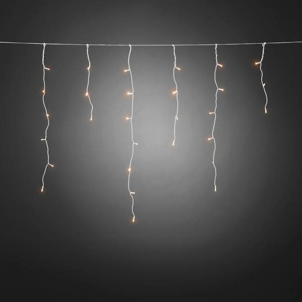 Guirlande stalactites lumineuse détecteur crépusculaire à piles 3M H87cm 80 LED ambré IP44 Konstsmide