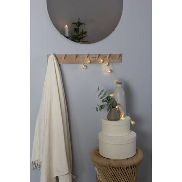 Guirlande lumineuse boules argentée 90 cm baroque à piles 10 LED blanc chaud Konstsmide