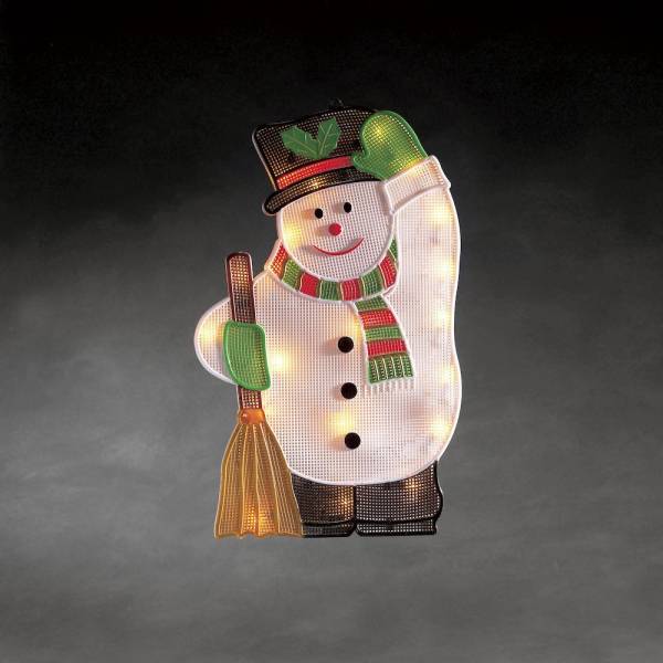 Silhouette fenêtre lumineuse noël bonhomme de neige avec main levée 46CM 20 LED blanc chaud