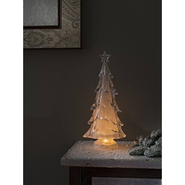 Mini sapin de noël lumineux à piles tournant acrylique 37CM 3 LED blanc chaud Konstsmide