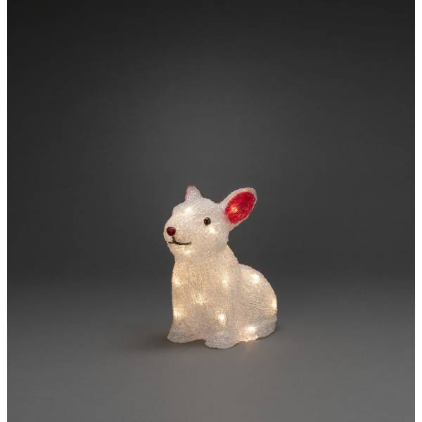 Lapin lumineux acrylique blanc chaud 22cm 24 LED Konstsmide