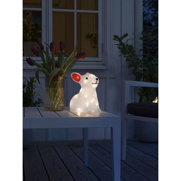 Lapin lumineux acrylique blanc chaud 22cm 24 LED Konstsmide