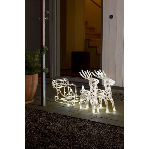 2 Rennes lumineux de Noël blanc chaud scintillement acrylique 42CM 96 LED konstsmide