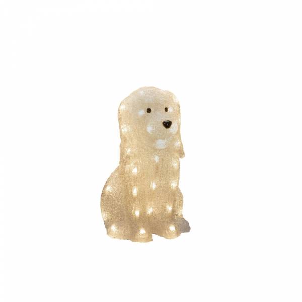 Chien lumineux assis acrylique blanc chaud 31cm 40 LED konstsmide