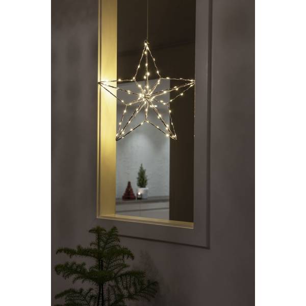 Etoile lumineuse suspendue argentée 90 microLED ambre H36cm 4,5V Konstsmide