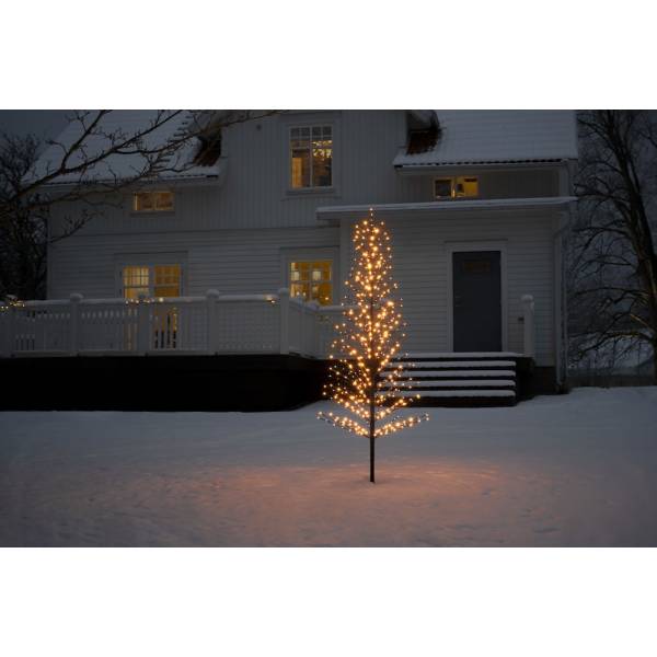 Sapin lumineux scintillant 210cm tronc noir 240 LED ambre IP44 24V Konstsmide