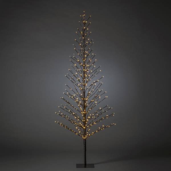 Sapin lumineux scintillant 210cm tronc noir 240 LED ambre IP44 24V Konstsmide