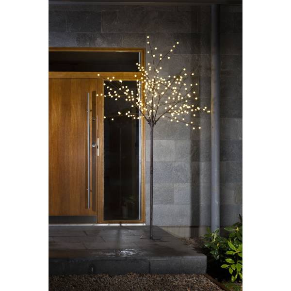 Grand arbre lumineux mini boules 250cm 240 LED blanc chaud tronc marron Konstsmide