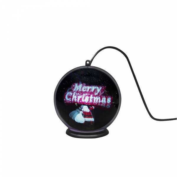 Boule lumineuse Noël hologramme 3D merry christmas minuteur 10cm LED blanc froid Konstsmide