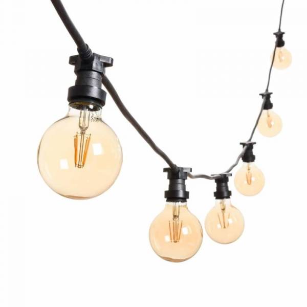 Location guirlande guinguette vintage 10M 20 ampoules ronds G95 4W connectable câble rond.