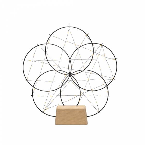 Rosace 5 cercles lumineux avec filament à poser 44cm 100 micro-LED ambré câble noir