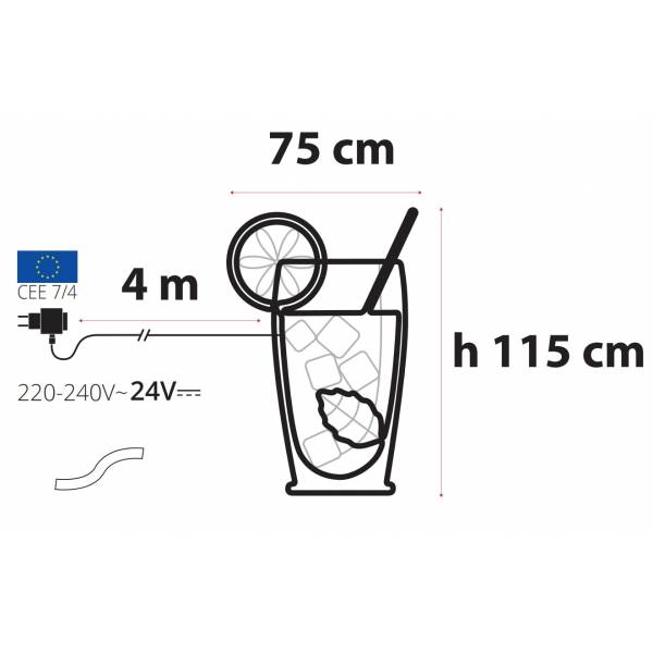 Lampe néon LED verre Mojito 115x75 cm 832 led IP44 extérieur